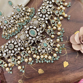 Unique Victorian Diamond Pastel Green Neckpiece-VV1875